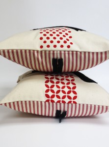 Hand printed / felt applique pillows / cute stacked